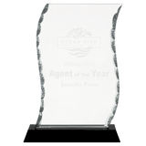 Scroll Facet Glass Award on Black Base - 7 1/2"