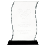 Scroll Facet Glass Award on Black Base - 8 1/4"