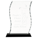 Scroll Facet Glass Award on Black Base - 9 1/2"