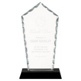 Diamond Facet Glass Award on Black Base - 7 3/4"