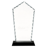 Diamond Facet Glass Award on Black Base - 9 3/4"