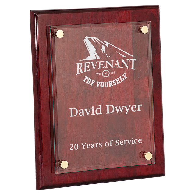 10 1/2" x 13" Rosewood Piano Finish Floating Glass Plaque