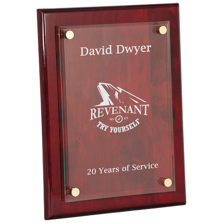 9" x 12" Rosewood Piano Finish Floating Glass Plaque