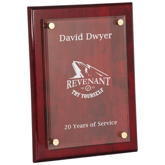 9" x 12" Rosewood Piano Finish Floating Glass Plaque