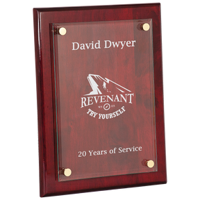 9" x 12" Rosewood Piano Finish Floating Glass Plaque