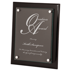 10 1/2" x 13" Black Piano Finish Floating Glass Plaque