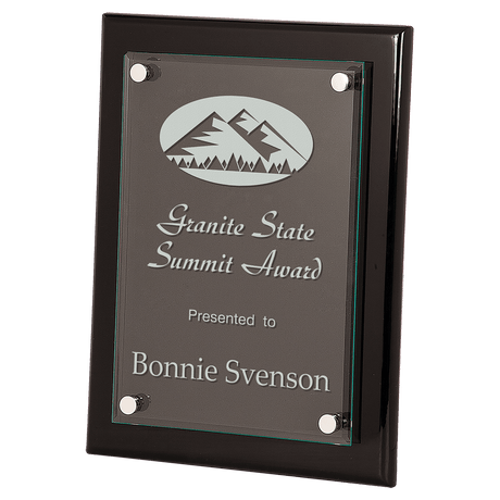 9" x 12" Black Piano Finish Floating Glass Plaque