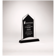 6 5/8" x 9 7/8" Apex Series Glass Award, Black Piano Finish Base with Silver Aluminum Accent