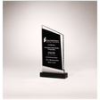 4 3/4" x 9 7/8" Zenith Series Glass Award, Black Piano Finish Base with Silver Aluminum Accent