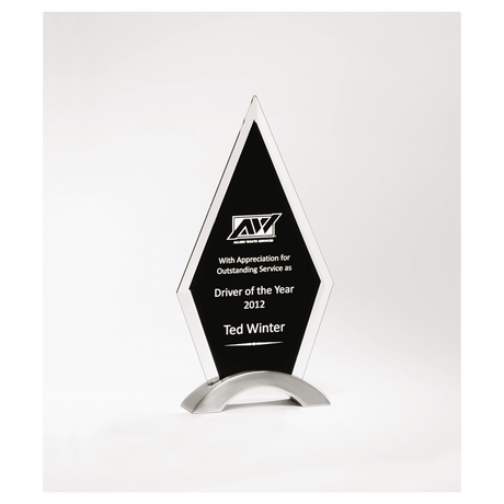 5 1/8"x 9 1/2" Beveled Clear Glass with Black Silkscreen and Silver Aluminum Accent Base