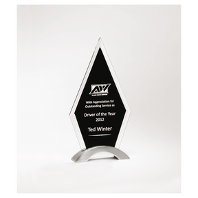 5 5/8" x 9 5/8" Beveled Clear Glass with Black Silkscreen and Silver Aluminum Accent Base