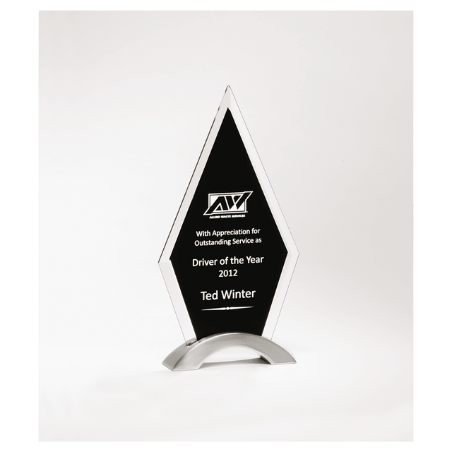 5 5/8" x 9 5/8" Beveled Clear Glass with Black Silkscreen and Silver Aluminum Accent Base