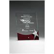 8" x 10" Freestanding Glass Award with High Gloss Rosewood Accent and Silver Star