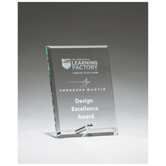 4" x 6" Clear Glass Award with Silver Plated Easel Post