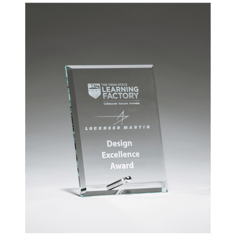 6" x 8" Clear Glass Award with Silver Plated Easel Post