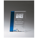 Clear Glass with Sapphire Blue Highlight and Silver 5" x 7" Plated Easel Post