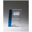 6" x 8" Clear Glass with Sapphire Blue Highlight and Silver Plated Easel Post