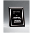 Black Glass Plaque with Silver 6" x 8" Border and Easel Back