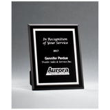 Black Glass Plaque with Silver 6" x 8" Border and Easel Back