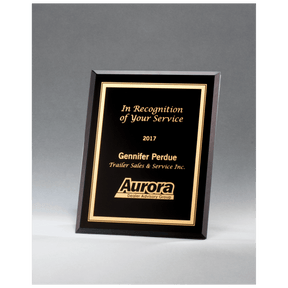 6" x 8" Black Glass Plaque with Gold Border and Easel Back
