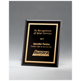 Black Glass Plaque with Gold 7" x 9" Border and Easel Back