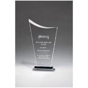 5 1/2" x 10 1/2" Contemporary Clear Glass Award with Pedestal Base