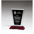 6" x 10" Black Silkscreened Clear Glass with High Gloss Rosewood Base
