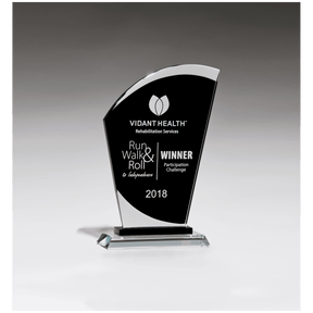 6" x 9 1/2" Sail Shaped Glass Award with Black Center