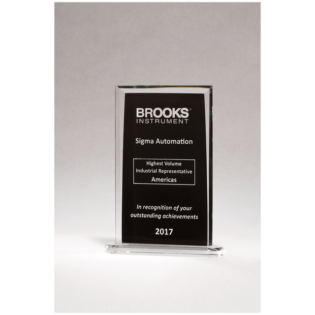 6 1/2" x 9 1/4" Rectangular Glass Award with Black Silkscreened Center