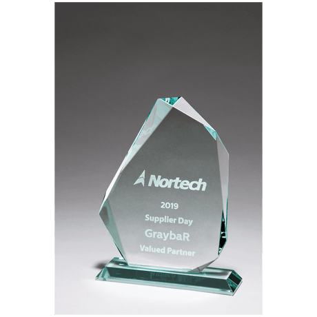 5 1/8" x 7 5/8" Iceberg Series Thick Jade Glass Award