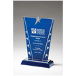6 3/8" x 9 5/8" Constellation Series Glass Award with Blue Background with Chrome Plated Star
