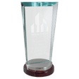 4 1/4" x 9 3/4" Premium Series Clear Glass Award with Rosewood and         Aluminum Base