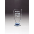 5 3/8" x 10 1/4" Chalice Series Sapphire Glass Award with Blue and Clear   Glass Pedestal Base