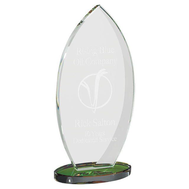 7 7/8" Flame Series Clear Glass Award with Prism-Effect Base