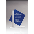 8" x 8 3/8" Diamond Series Blue Silkscreened Glass with Brushed Aluminum Post and Base