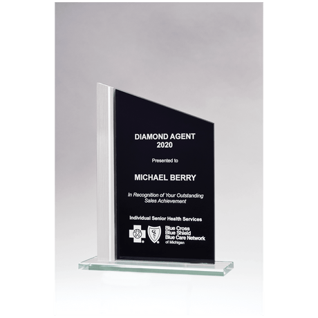 6 1/8" x 9 3/4" Zenith Series Black Silkscreened Glass with Brushed        Aluminum