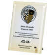 5" x 7" Sublimated Glass Plaque with Silver Post for Portrait or Landscape Prsentation