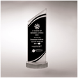3 1/2" x 9 3/8" x 3/8" Thick Zenith Series Black Silkscreened Glass with Frosted Accents, Heave Aluminum Base