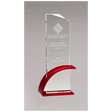 Red Contemporary Clear 3 7/8" x 9 3/8" x 1/2" Thick Glass Award, Arched Base with Matte Metallic Finish