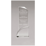Silver Contemporary Clear 3 7/8" x 10 1/8" x 1/2" Thick Glass Award, Arched Base with Matte Metallic Finish