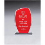 Clear Glass with Red 5 1/2" x 8 1/2" Tidal Series Painted Background