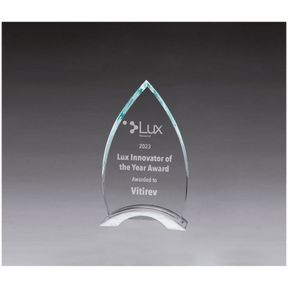 4 3/4" x 8" x 3/8" Thick Flame Series Clear Glass Top with Brushed Silver  Aluminum Base