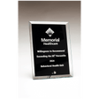 6" x 8" Clear Glass Plaque with Painted Black Background, Silv             er Plated Easel Post