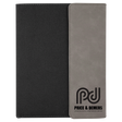 7" x 9" Gray Laserable Leatherette / Black Canvas Portfolio with Notepad