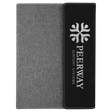 7" x 9" Black/Silver Laserable Leatherette /Gray Canvas Portfolio with Notepad