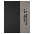 9 1/2" x 12" Gray Laserable Leatherette / Black Canvas Portfolio w / Notepad