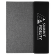 9 1/2"x12" Black/Silver Laserable Leatherette / Gray Canvas Portfolio w/Notepad
