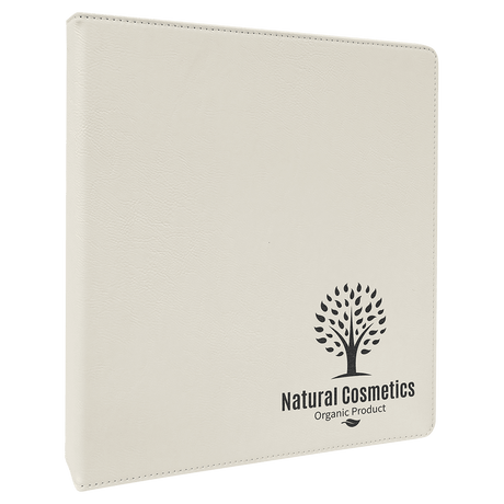 10 1/2" x 11 1/2" White Laserable Leatherette 3 Ring Binder with 1" Slant DRings