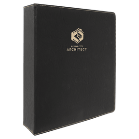 11" x 11 1/2" Black/Gold Laserable Leatherette 3 Ring Binder with 2" Slant  D Rings