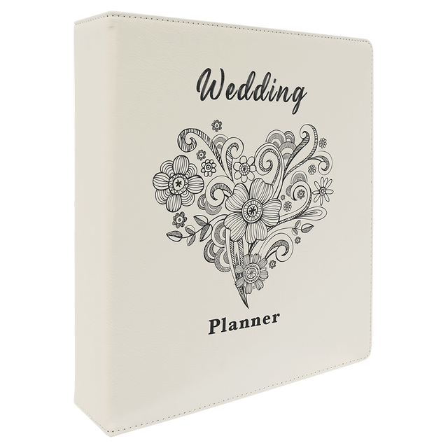 11" x 11 1/2" White/Black Laserable Leatherette 3 Ring Binder with 2" Slant D Rings
